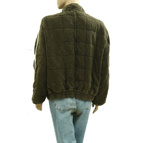 Free People Dolman Quilted Knit Jacket Top Oversized Zip-up Slouchy S 284078 - Picture 3 of 7